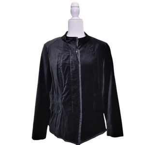 COLDWATER CREEK Velveteen Contrast Jacket Black Velvet Velour Blazer Sz 16